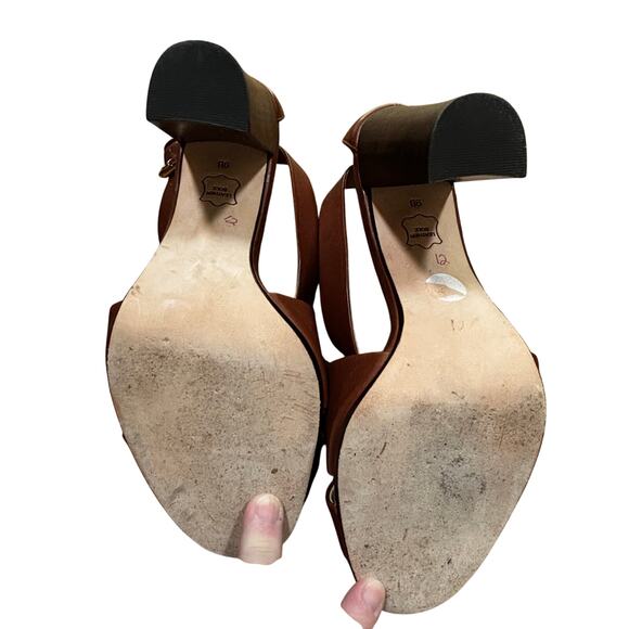 Talbots US 9B shoes brown leather high heel strappy sandals classic casual chic - Picture 13 of 13